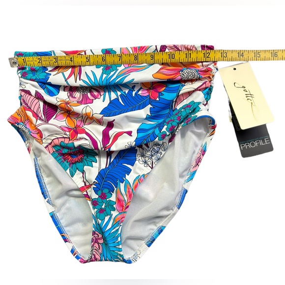 PROFILE BY GOTTEX high waist white floral multicolor full coverage swim bottoms - Picture 5 of 6